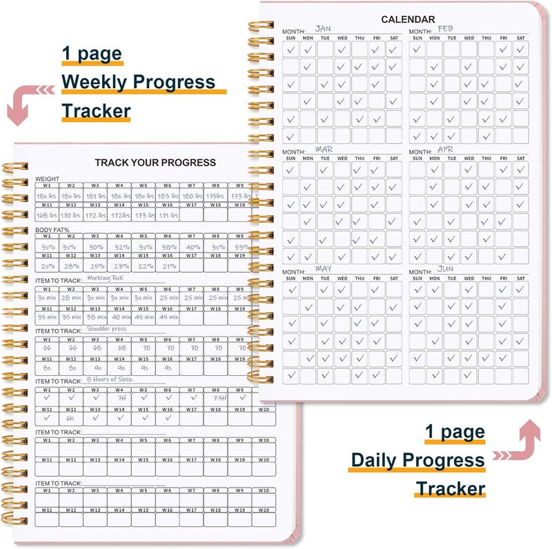 Guirnd Undated Fitness Workout Journal for Men & Women, A5(8.5" x 6.7") Fitness Journal Workout Planner, Workout Log Book Planner for Tracking, Motivating, and Achieving Your Fitness Goals - Pink - Image 3